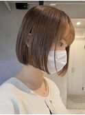 横浜西口肩上ショートボブ白髪染めブラウン顔周りレイヤー