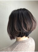 30代40代50代大人可愛い♪おしゃれ3Dカラー小顔前下がりボブ