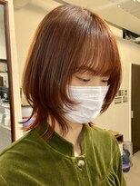 アクアオモテサンドウ(ACQUA omotesando)&nbsp;△ブリーチなし韓国風オレンジブラウンウルフカットレイヤー