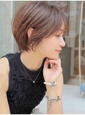 小顔ふんわりショート簡単スタイリングブリーチなしカラーS19