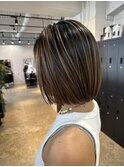Balayage × Straight bob