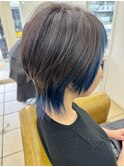 インナーカラー/アクセントカラー/ネイビー/ショートウルフ