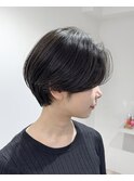 ハンサムショート前下がりボブ切りっぱなしボブニュアンスパーマ