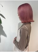 ピンクベージュ　ボブ　