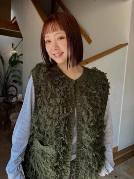 サロンエフ(salon f) オレンジブラウン×ボブ