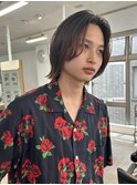 大分ニュアンスパーマメンズカットセンターパートメンズボブ