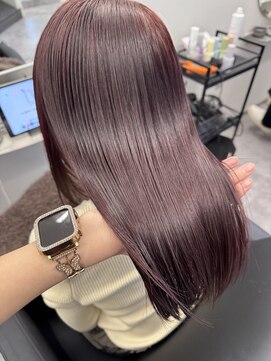 着物ヘア/ダークアッシュ/ミディアムレイヤーカット/木更津