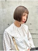 デザインカラーレイヤーカットウェットヘア夏オリーブベージュ