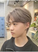 韓国風メンズミルクティーベージュダブルカラーハイトーンカラー