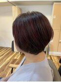 ショート/ブラウン/ハイライト/レッド