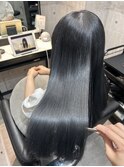 ロングヘアーブルーアッシュ髪質改善 赤坂見附