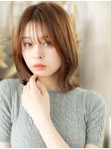 大人可愛いアプリコットオレンジ外ハネロブc7戸頭20代30代40代