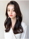 暗髪も出せるこなれ感！フェイスレイヤー×ナチュラルセミロング