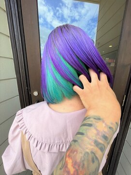 ヘア メイク ココ(hair make coco) パープル×ライムグリーン♪