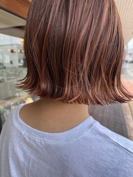 キュオンシア(CUEON. ciea) 切りっぱなしボブ×オレンジグレージュ