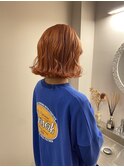 ケアブリーチオレンジベージュカラー外はねボブミニボブレイヤー