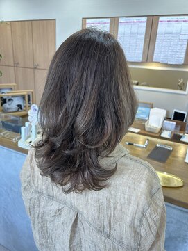 ヘアー クラージュ(hair courage) バレイヤージュカラーオリーブグレージュ