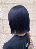 ブルーブラック　ぱっつんボブ　京都美容室　進詩織