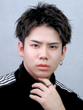 コンフィデンス 新宿3rd(confidence) メンズ/スパイキーショートアップバング黒髪ツーブロック