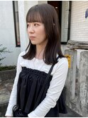 ウォームブラウン 外ハネミディアム ココアブラウン ストレート