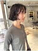 ミルクティーブロンド/ダークブルー/デジタルパーマ/銀座