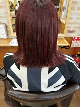 ルークス 中央林間(LOOOKS) 切りっぱなし ロブ ミディアム ピンクカラー