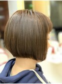 大人可愛い　切りっぱなし/おかっぱ前下がりボブ/モカブラウン