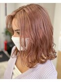 ピンクベージュ/ボブヘアミディアム