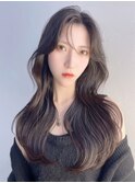 ワンホンヘア_斜めバンググレージュカラーシルキー_29250