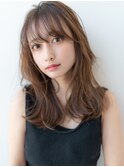 大人かわいい前髪セシルカットココアブラウンフリンジウェーブ