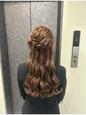 サイドのお団子がかわいい＊人気ハーフアップアレンジ