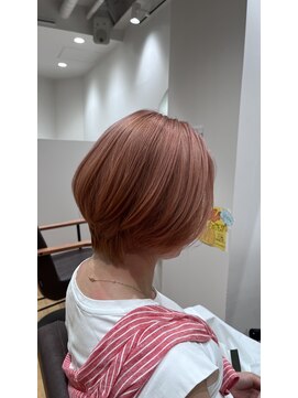 リエート 四条河原町(Lieto) 髪質改善ケアブリーチダメージレスピンクカラーボブ30代40代