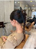 結婚式　イベントヘアセット タイトアレンジ 韓国ヘア 三つ編み