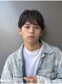 メンズショートマッシュニュアンスパーマ暗髪丸顔K20260521