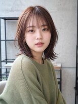 ルポシノエル(rupo si Noel)&nbsp;ミディアム_ウルフカット_シースルーバング_ピンクブラウン