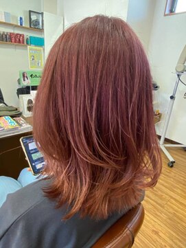 フフ 味鋺店(FuFu) ピンク/ベージュ/透け感/切りっぱなしウルフ