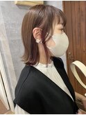 切りっぱなしBob×イヤリングピンク☆