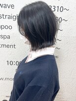 【morio】札幌ボブ　ぱつっと外ハネ黒髪くびれボブ