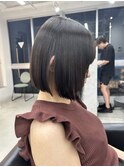 骨格似合わせカット 切りっぱなしボブ艶髪ストレートボブカット