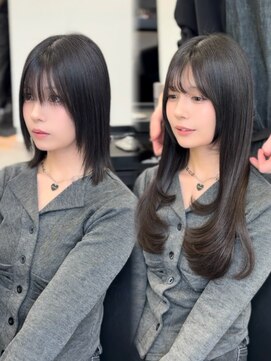 ラピステン 福岡天神 大名店(Lapis) エクステ/レイヤーカット/バタフライカット/グレージュ/