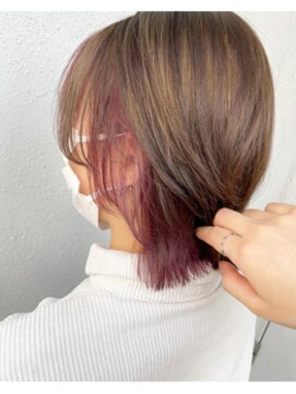カプア 仙台駅前店(Kapua) インナーカラーベリーピンクくすみカラーショートケアブリーチ