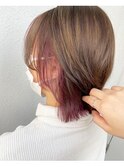 インナーカラーベリーピンクくすみカラーショートケアブリーチ