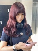 10063秋色ピンクヘアーラベンダーパープル透明感レイヤーパーマ