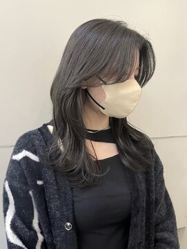 キャンバス バイ ネオリーブ 横浜西口(Canvas by neo.) ミディアムくびれレイヤーカット透け感ダークグレージュ【横浜】