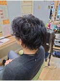 大人男性ナチュラルパーマビジカジ清潔感アッシュブラック