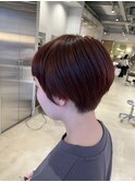 20代30代40代ブリーチなしストロベリーピンク丸みベリーショート