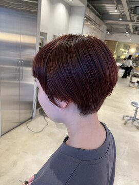 オーガニック リブ 川越(organic+live) 20代30代40代ブリーチなしストロベリーピンク丸みベリーショート