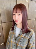 【ミディアムヘア】【切りっぱなし】【暖色ヘア】