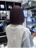 【藤岡】後ろ姿映えワインレッドボブ