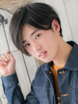 モッズヘアー メン 戸田公園店(mod's hair men)&nbsp;20代30代斜めバングダークアッシュナチュラルショートi戸田公園